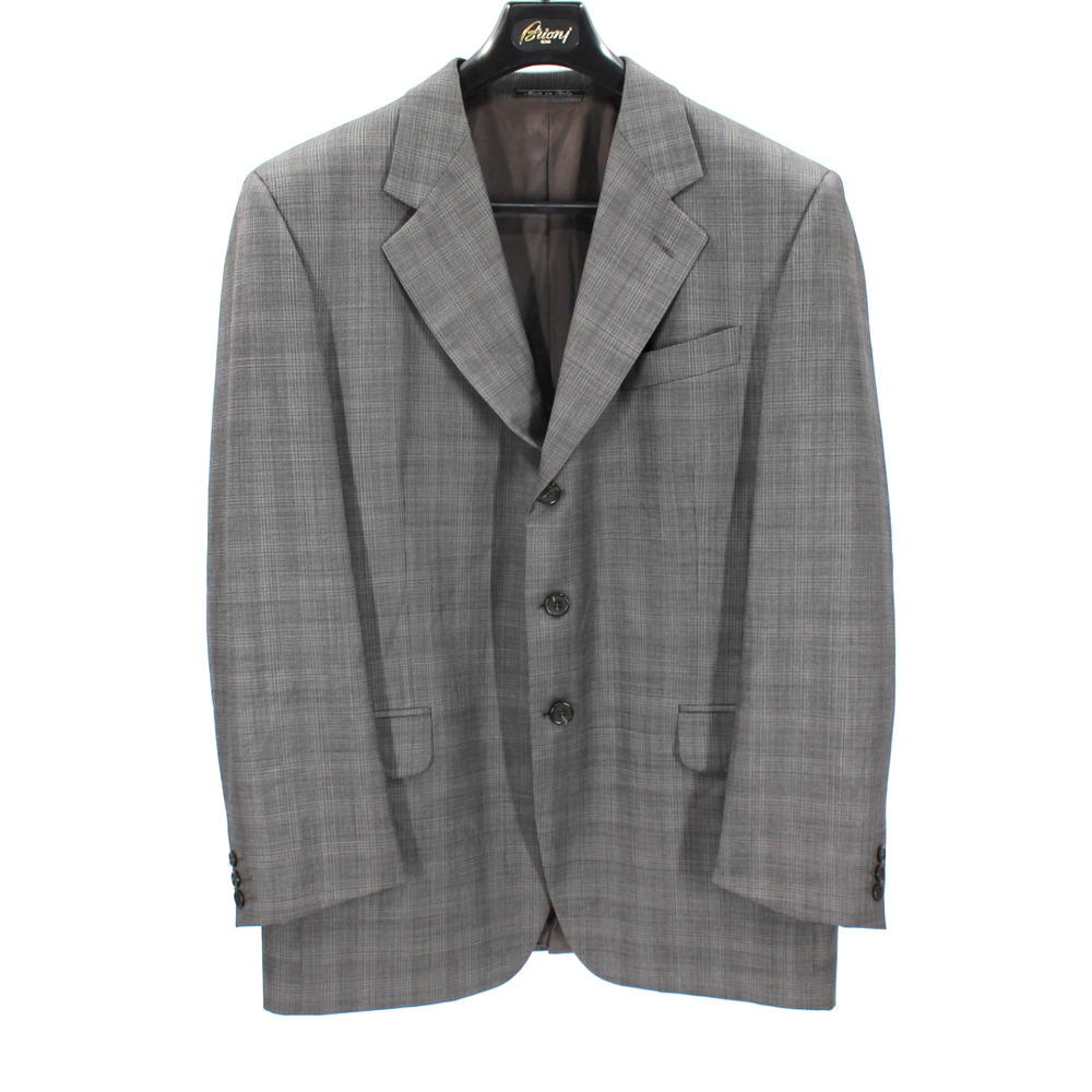 Fendi Super 100s Wool Grey Pincheck Plaid 3 Button Blazer Sport Coat 56 R Jacket